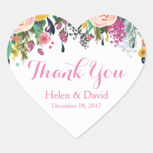 Adesivos de Agradecimento de Casamento Florais Ros