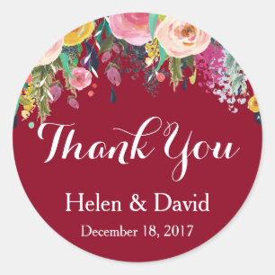 Adesivos de Agradecimento de Casamento Floral Borg