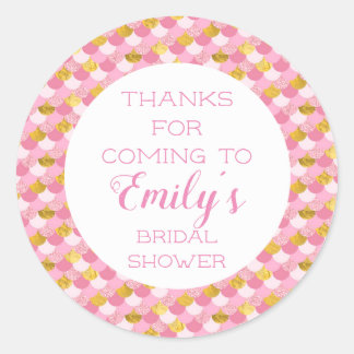 Adesivos de Agradecimento de Festa de Sereia Rosa