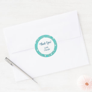 Adesivos de agradecimento editáveis Retro Teal Whi