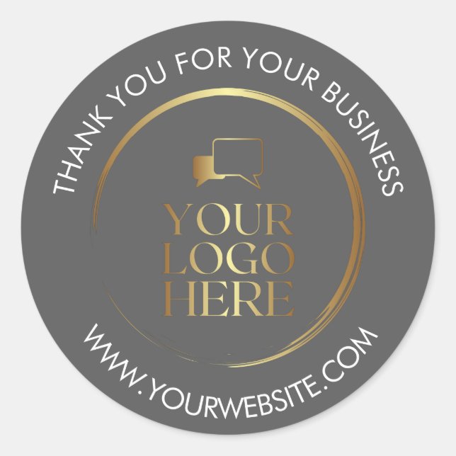 Adesivos de Agradecimento Empresariais Cinza Perso (Frente)