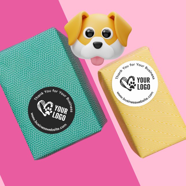 Adesivos de Agradecimento Empresariais com Logotip (Thank you stickers for pet care business, dog walker, pet sitting business bundle )