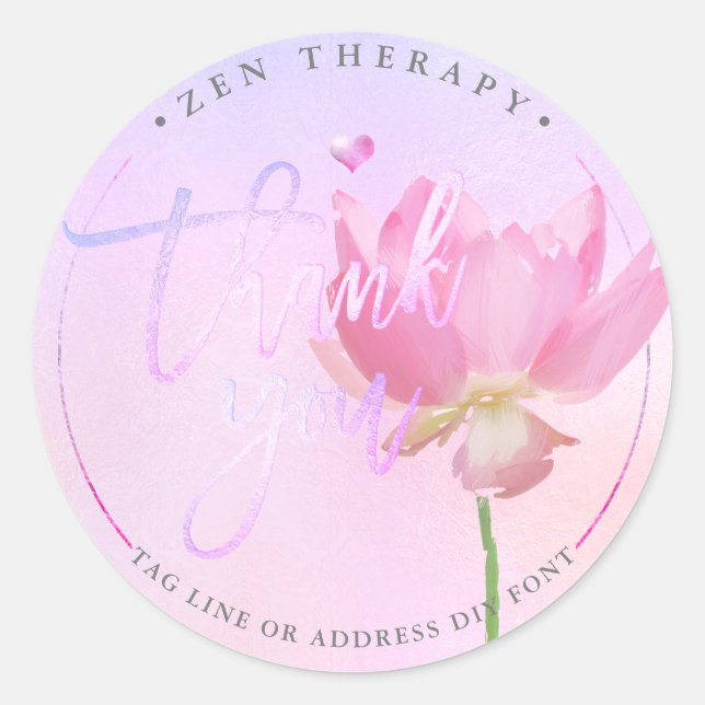 Adesivos de agradecimento Painted Pink Lotus Ombre (Frente)
