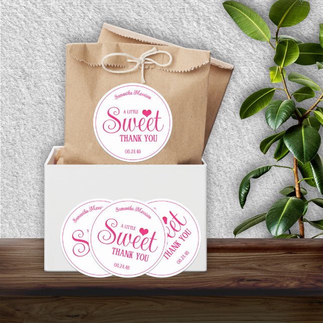 Adesivos de Agradecimento Rosa e Branco Sweet Trea (Criador carregado)
