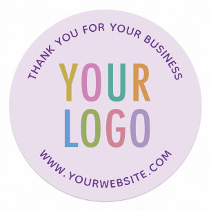 Adesivos de Agradecimento Roxo Claro com Logotipo 