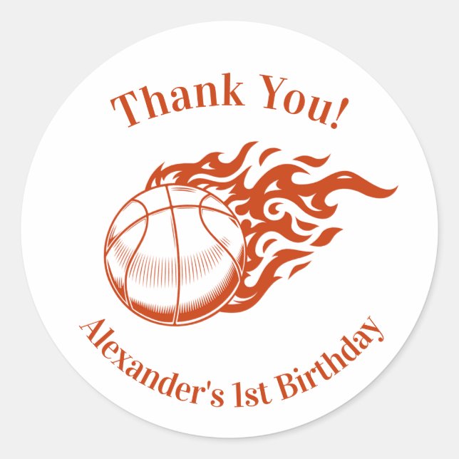 Adesivos de agradecimento temáticos de basquete (Frente)