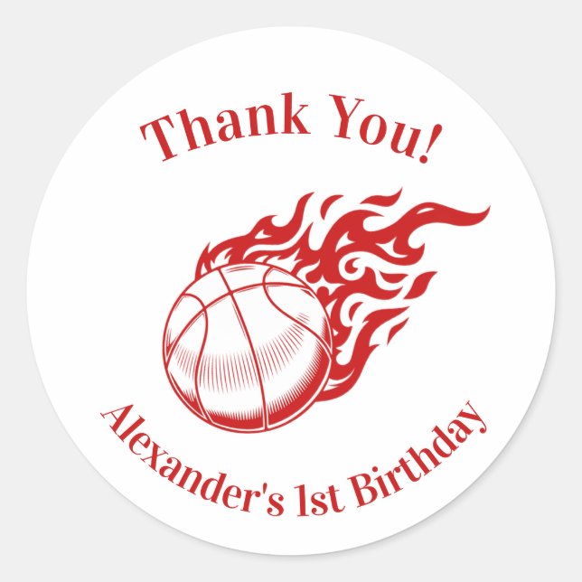 Adesivos de agradecimento temáticos de basquete 2 (Frente)