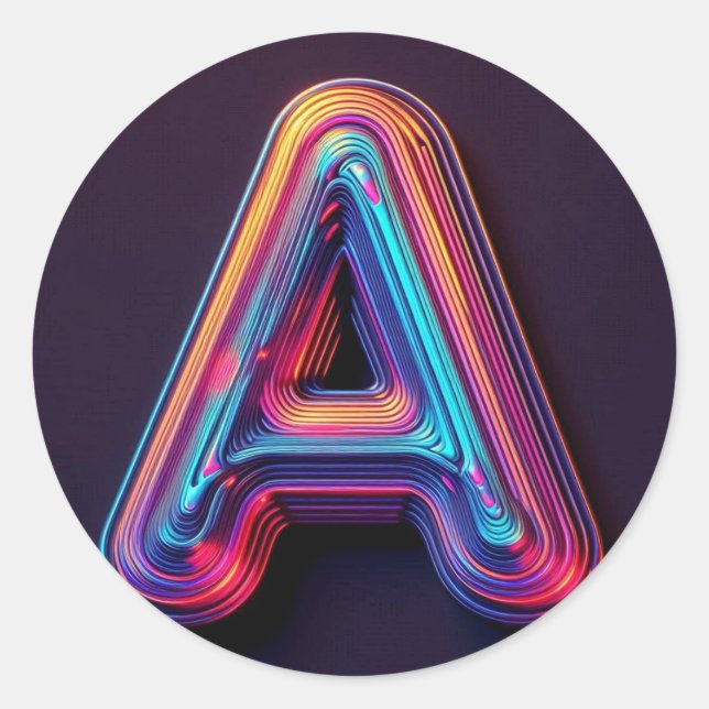 Adesivos de Alfabeto Neon Brilhante - Letra A 3D V (Frente)