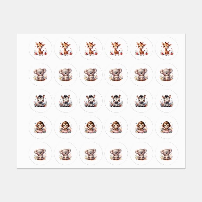 Adesivos de Animais Bebês (Folha)