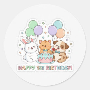 adesivos de animais bebês de 1º aniversário