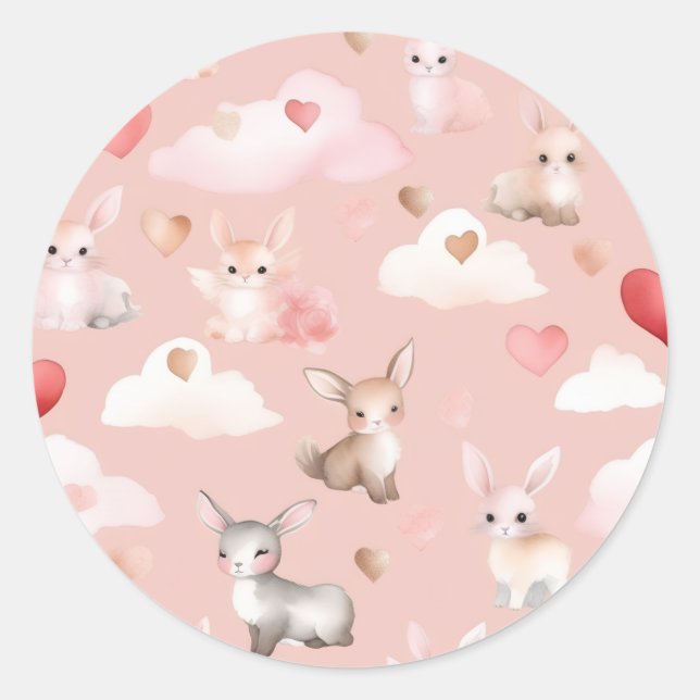 Adesivos de Animais Fofos do Bebê Cupido – Aquarel (Frente)