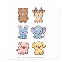 Adesivos de Animais Kawaii Fofos | Conjunto Urso V
