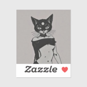 Adesivos de Anime Estético Gótico de Gato Preto Fo