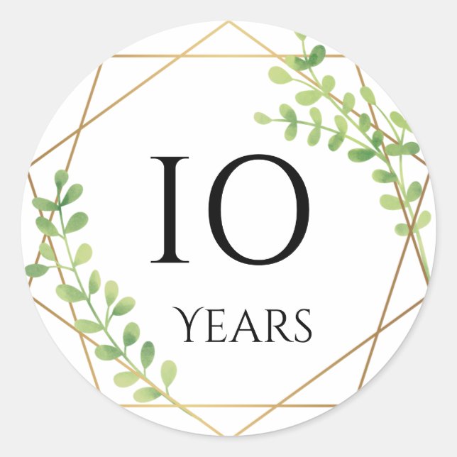 Adesivos de aniversário de 10 anos (Frente)