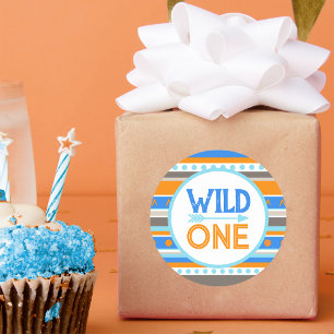 Adesivos de Aniversário de 1 Ano Blue Tribal Wild