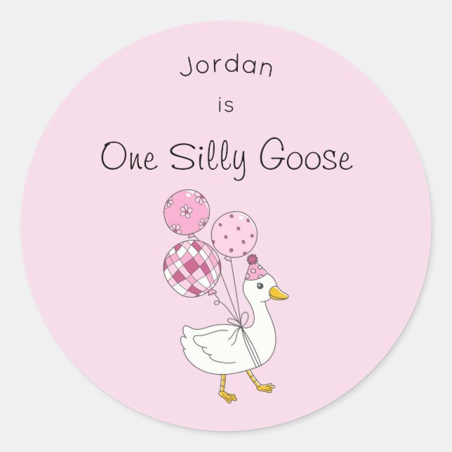 Adesivos de Aniversário de 1 Ano do One Silly Goos (Frente)