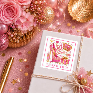 Adesivos de Aniversário de 30 anos em Rosa Dourado