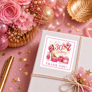 Adesivos de Aniversário de 30 Anos Fancy Hot Pink