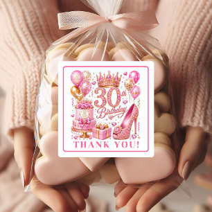 Adesivos de Aniversário de 30 anos Glam Pink Gold