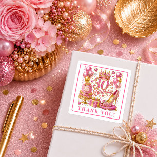 Adesivos de Aniversário de 30 anos Rosa Dourado El