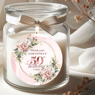 Adesivos de Aniversário de 50 anos Rosa Dourado Fl