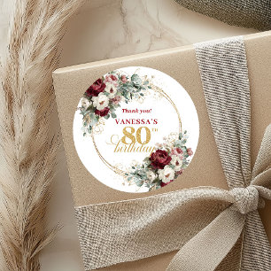 Adesivos de Aniversário de 80 anos Burgundy Beijo