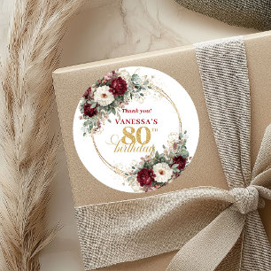 Adesivos de Aniversário de 80 Anos Charmosos Bege