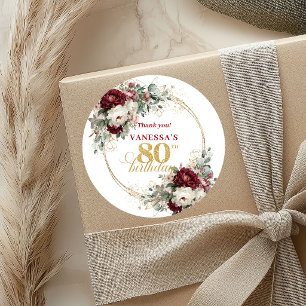 Adesivos de Aniversário de 80 Anos Chic Blush Burg