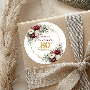 Adesivos de Aniversário de 80 anos Classic Blush B