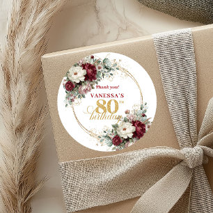 Adesivos de Aniversário de 80 anos Gold Blush Burg