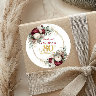 Adesivos de Aniversário de 80 Anos Timeless Blush