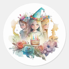 Adesivos de aniversário de aquarela bonita