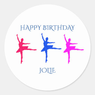 Adesivos de aniversário de bailarina com o nome da