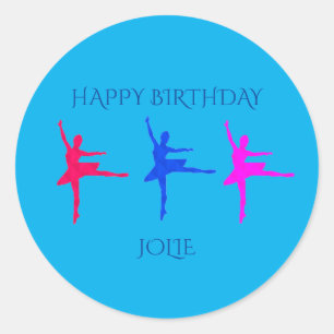 Adesivos de aniversário de bailarina com o nome da