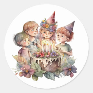 Adesivos de aniversário de bela aquarela