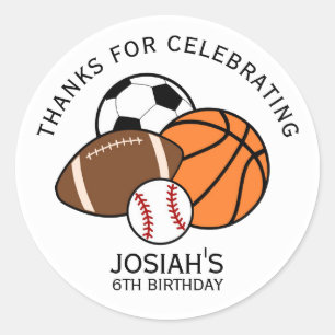 Adesivos de Aniversário de Bolas Esportivas