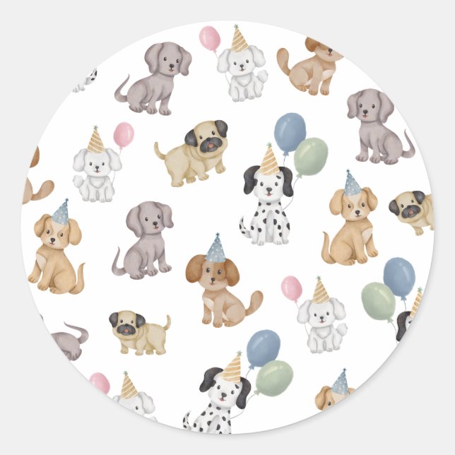 Adesivos de Aniversário de Cachorrinho (Frente)