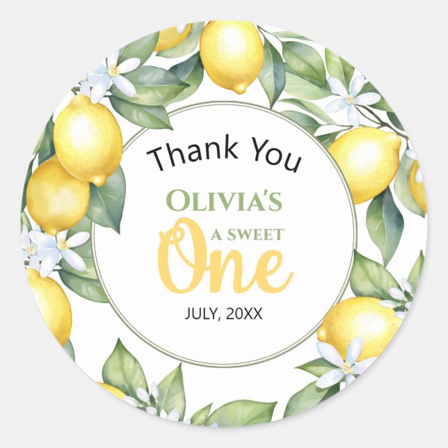Adesivos de aniversário de citrinos limões (Frente)