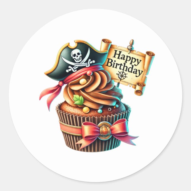 Adesivos de Aniversário de Cupcake (Frente)