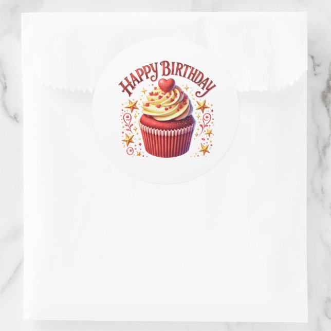 Adesivos de Aniversário de Cupcake (Bolsa)