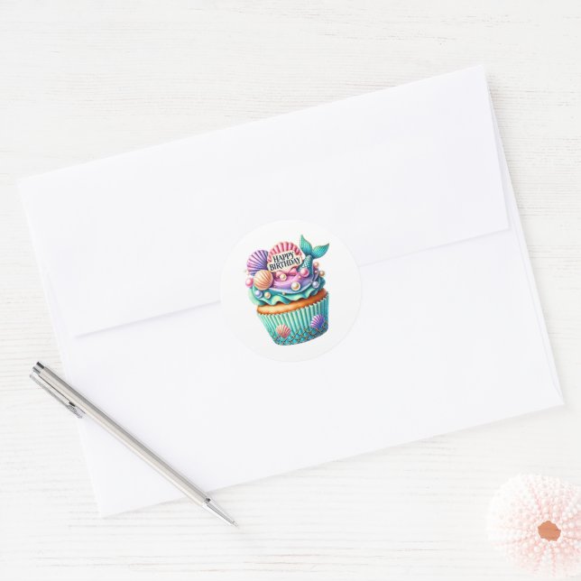 Adesivos de Aniversário de Cupcake (Envelope)