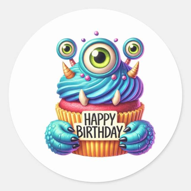 Adesivos de Aniversário de Cupcake (Frente)