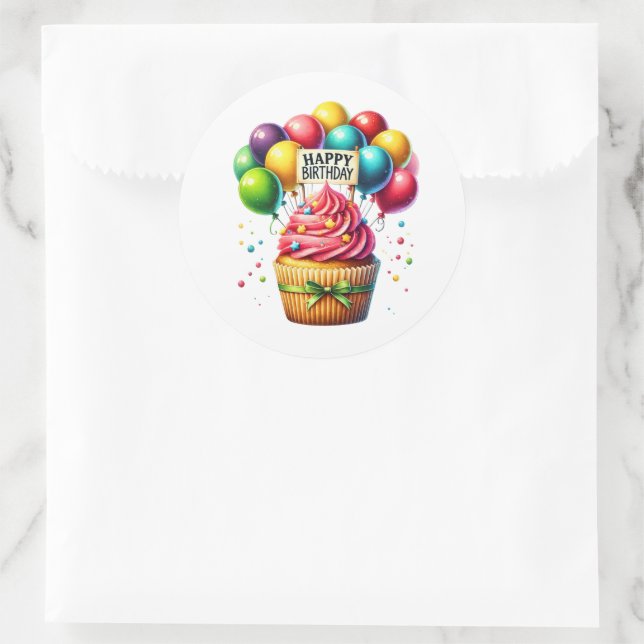 Adesivos de Aniversário de Cupcake (Bolsa)