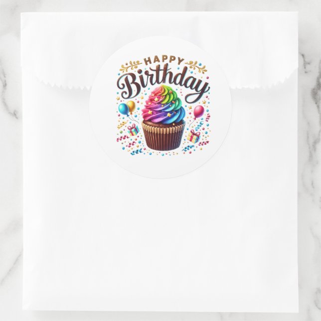 Adesivos de Aniversário de Cupcake (Bolsa)