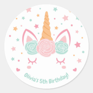 Adesivos de Aniversário de Meninas Chifre de Unicó