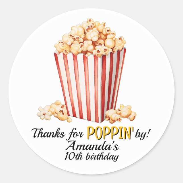Adesivos de Aniversário de Noite de Cinema com Pip (Frente)
