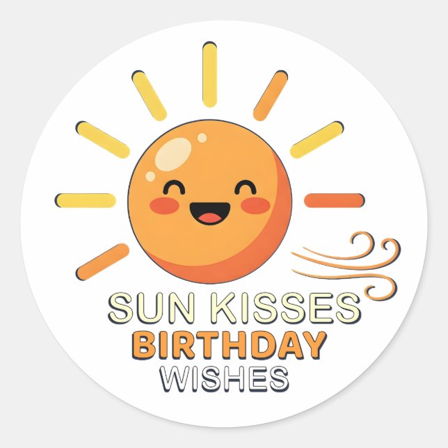Adesivos de Aniversário de Sol Sorridente Fofo - B (Frente)