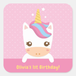 Adesivos de Aniversário de Um Ano de Unicórnio Peq