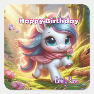 Adesivos de Aniversário de Unicórnio Mágico Person