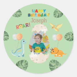 Adesivos de aniversário do dinossauro- Nome person